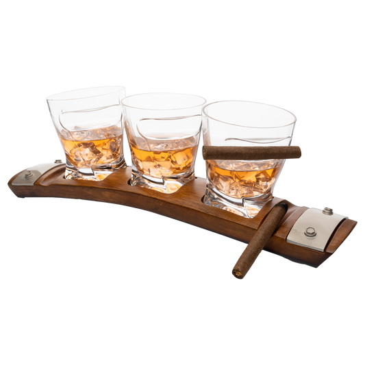 Cigar Whiskey Glass and Coaster Set