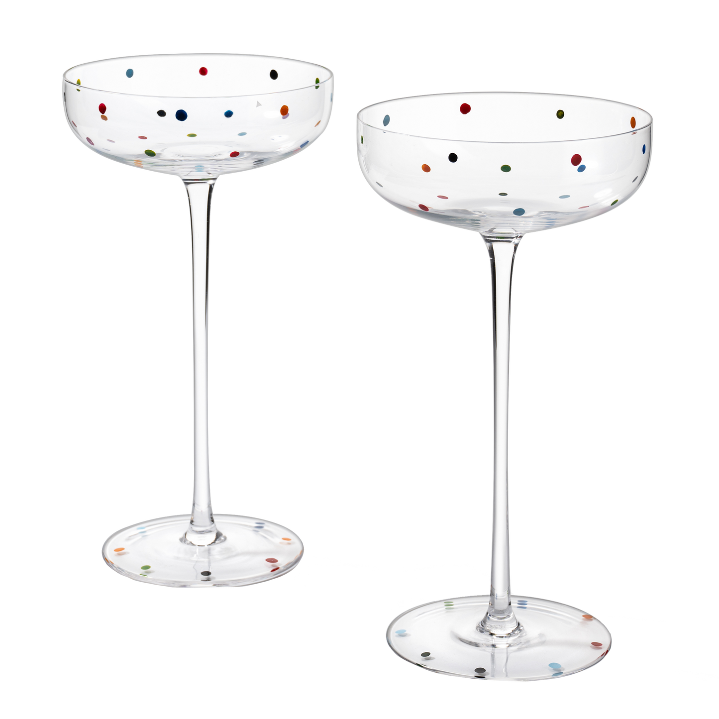 Polka Dot Champagne Coupe Glasses Set of 2