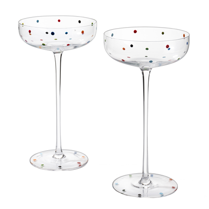 Polka Dot Champagne Coupe Glasses Set of 2