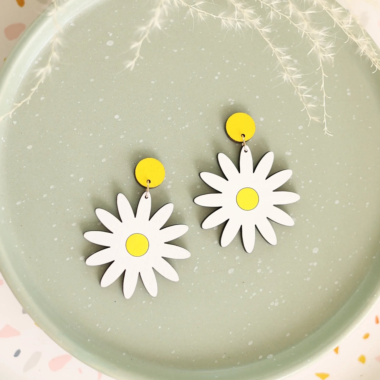 Daisy Stud Dangle Earrings by LE CHIC MIAMI