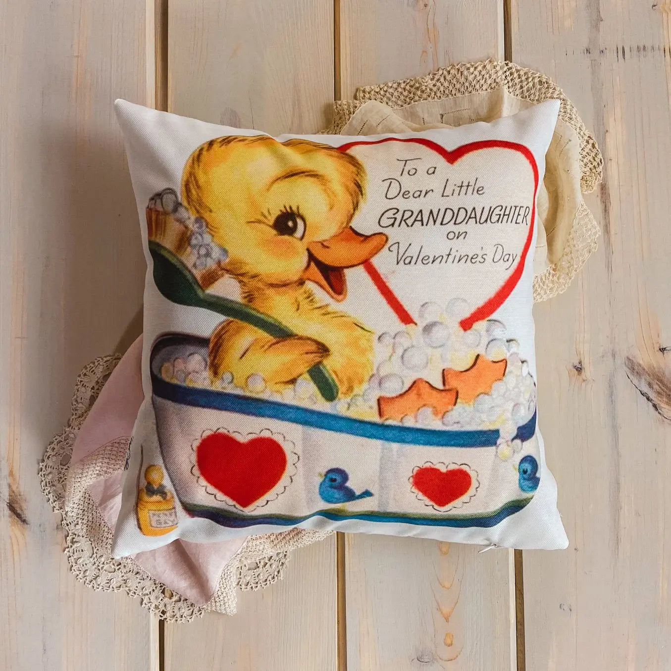 Dear Granddaughter on Valentines Throw Pillow