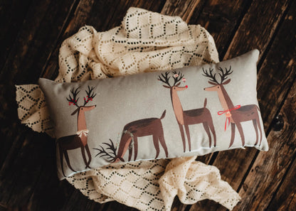 Decked out Christmas Reindeer Throw Pillow