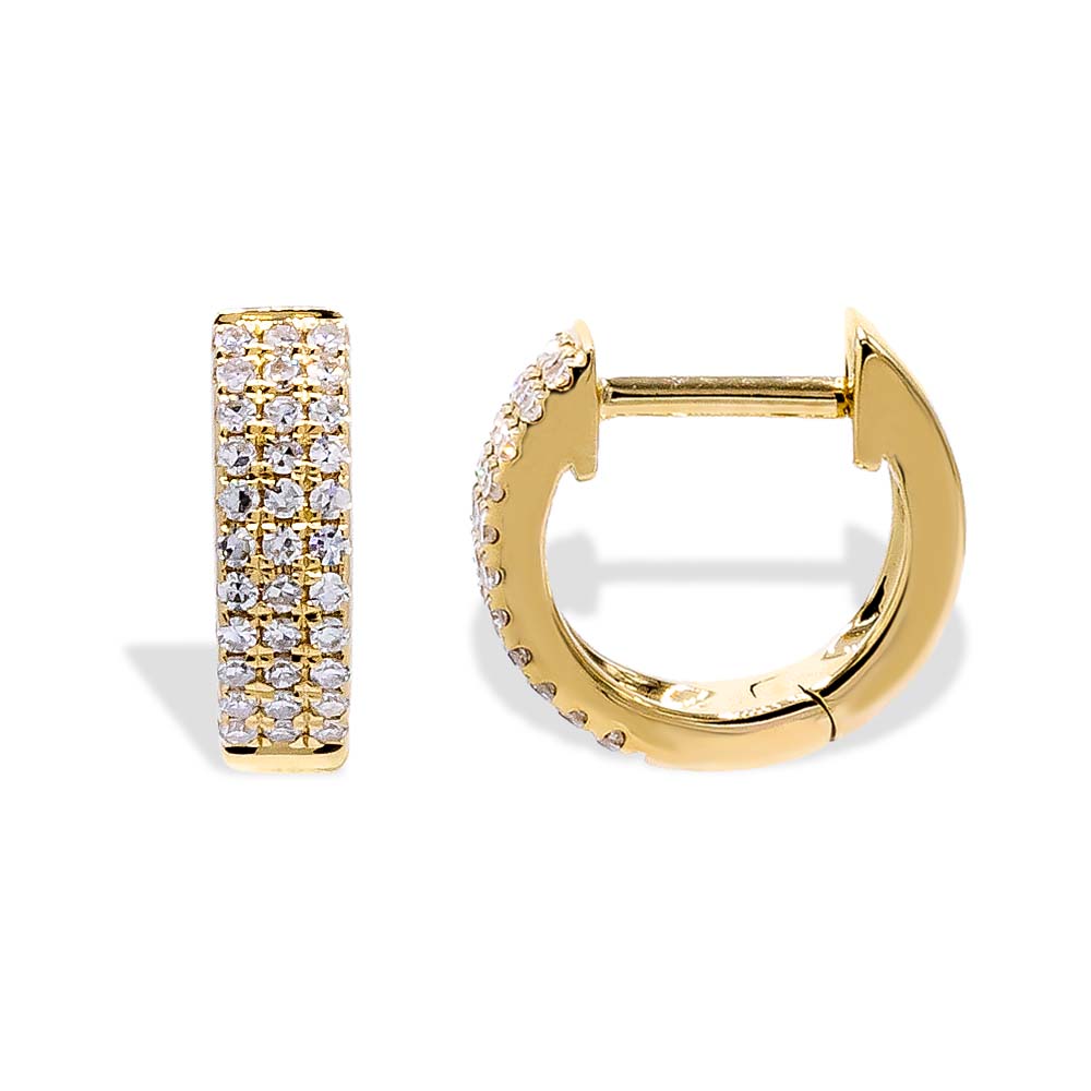 Diamond Triple Row Huggie Earring 14K by By Adina Eden