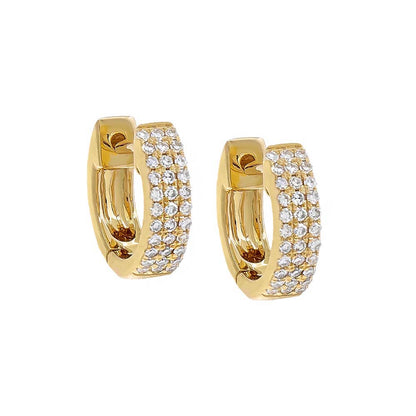 Diamond Triple Row Huggie Earring 14K by By Adina Eden