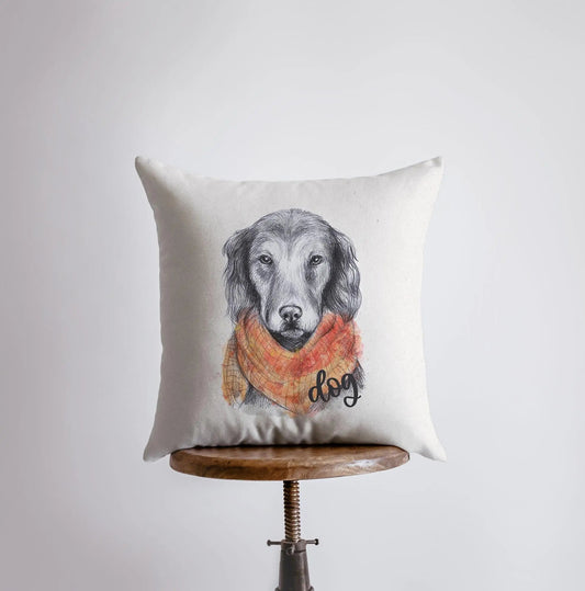 Pencil Sketch Dog Throw Pillow