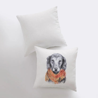 Pencil Sketch Dog Throw Pillow