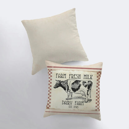 Farm Fresh Milk Dairy Cow Throw Pillow