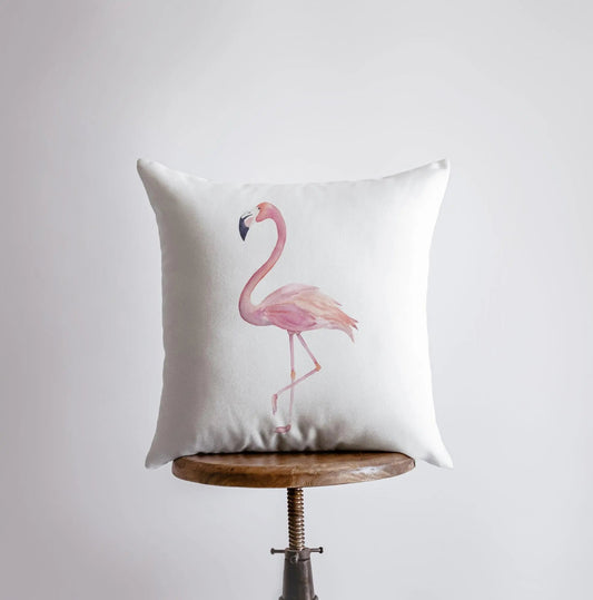 Flamingo White Throw Pillow