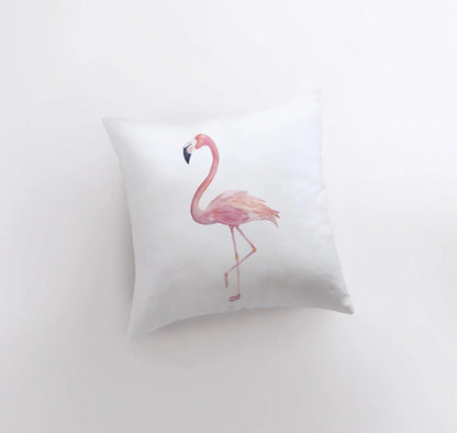 Flamingo White Throw Pillow