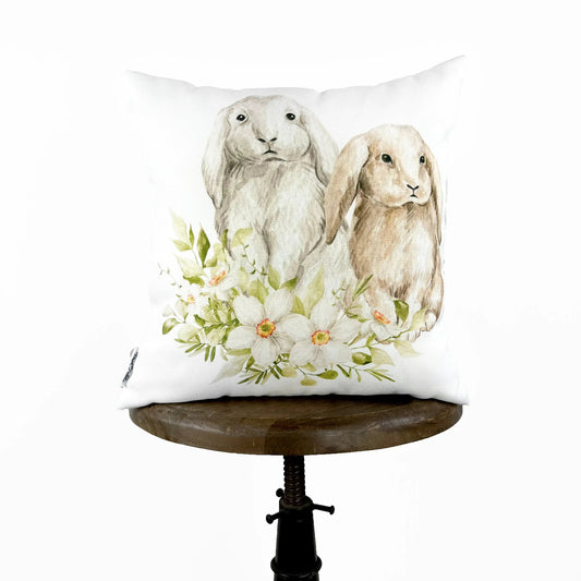 Floppy Ear Bunny Rabbits Throw Pillow