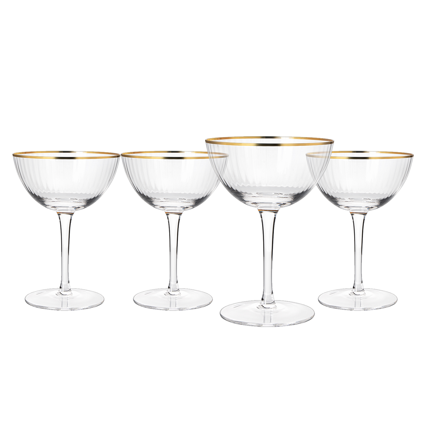 Gold Rim Coupe Glasses 6 oz Set of 4