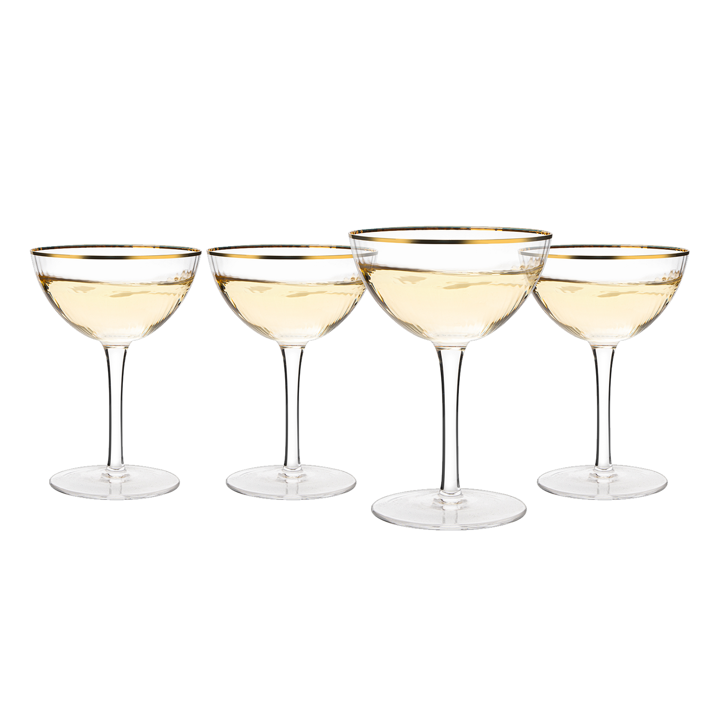 Gold Rim Coupe Glasses 6 oz Set of 4