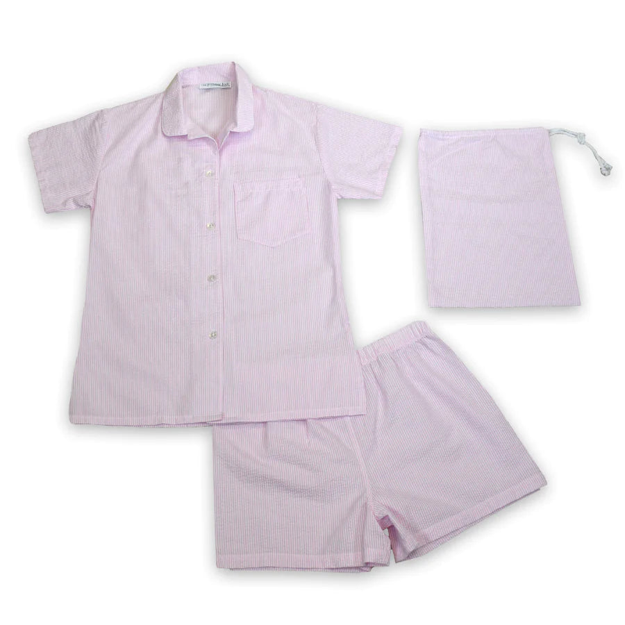 Pink Seersucker Short Pajama Set