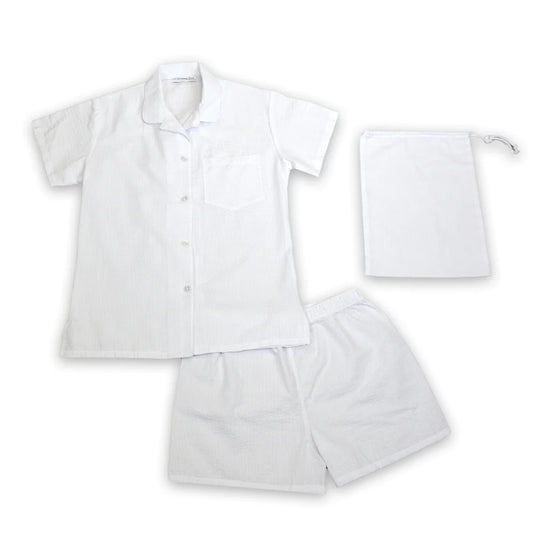 White Seersucker Short Pajama Set