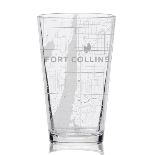 Fort Collins, CO Map Pint Glass