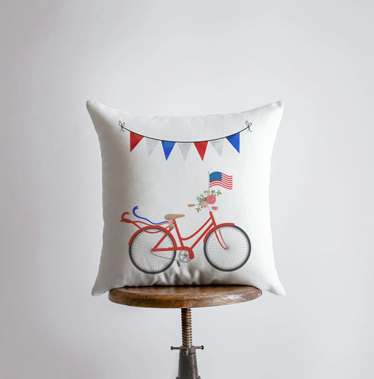 Fourth of July Bike Throw Pillow