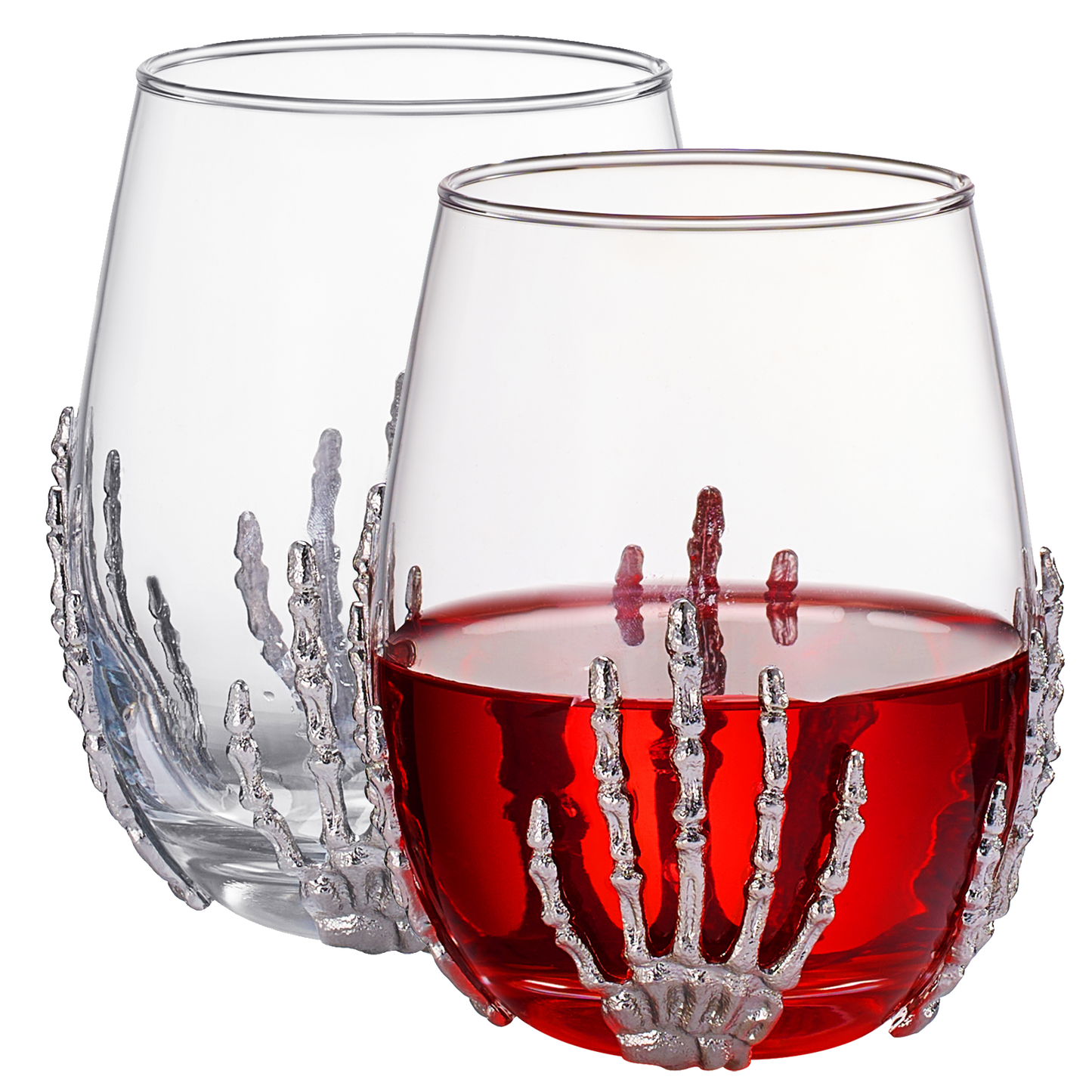 Stemless Skeleton Wine Glass 17oz Set of 2