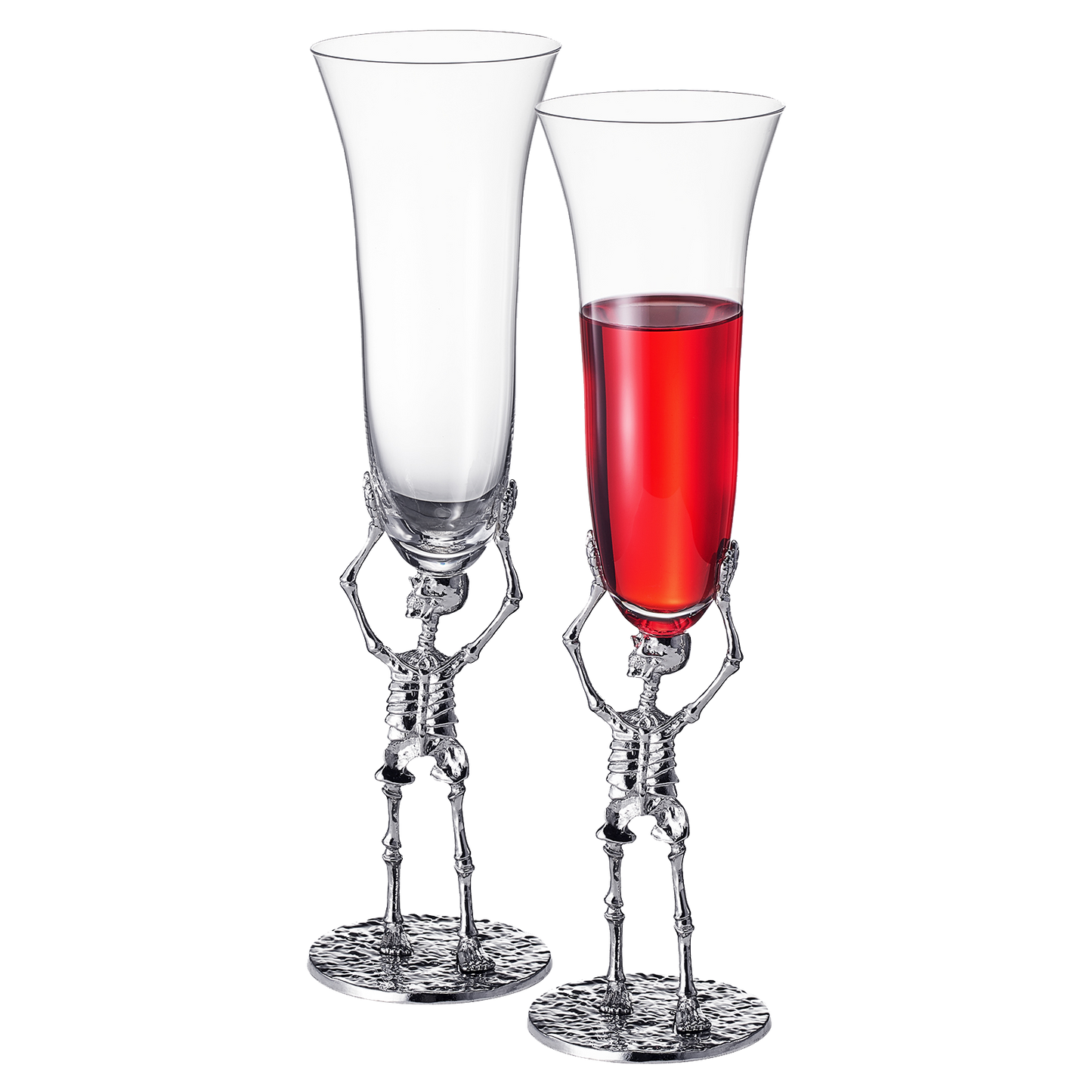 Stemmed Skeleton Champagne Flute Glass 7.5oz Set of 2