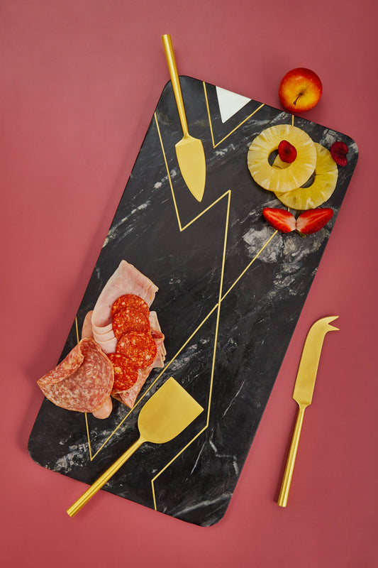 Ambrosia Marble Cheese Board with Knives by GAURI KOHLI