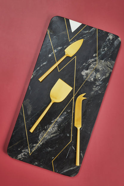 Ambrosia Marble Cheese Board with Knives by GAURI KOHLI