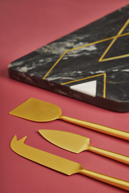 Ambrosia Marble Cheese Board with Knives by GAURI KOHLI