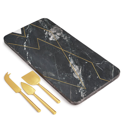 Ambrosia Marble Cheese Board with Knives by GAURI KOHLI