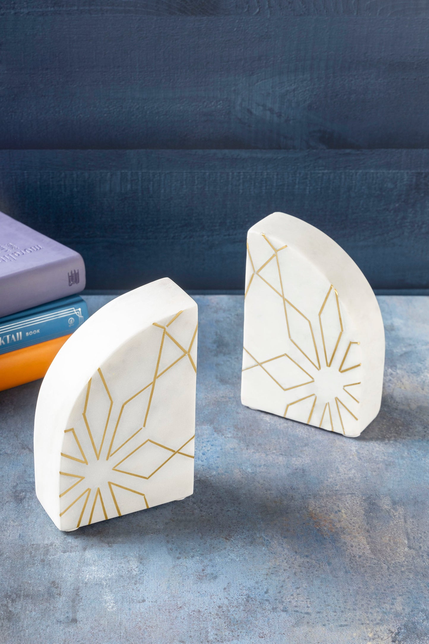 Enchant White Marble Bookends, Set of 2 by GAURI KOHLI