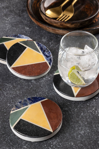 Bennett Marble Coasters, Set of 4 by GAURI KOHLI