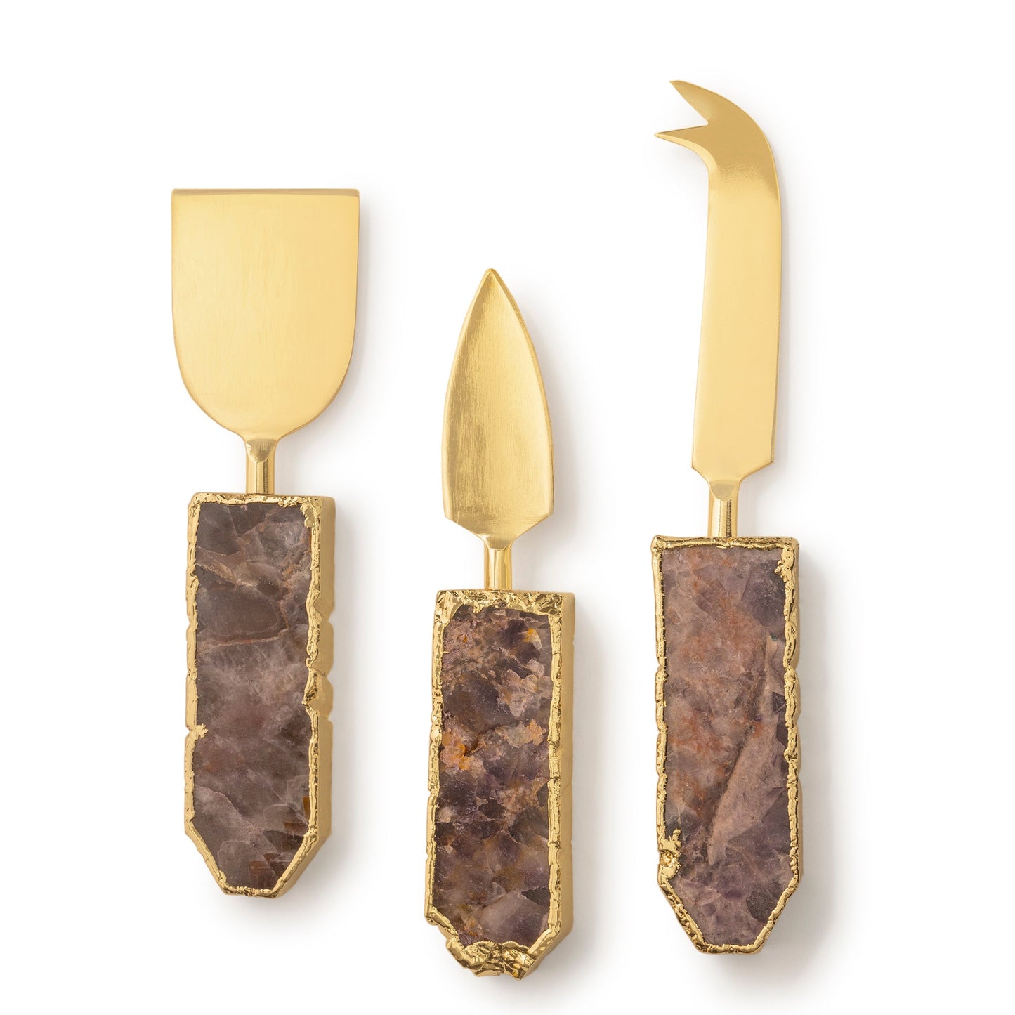 Brittany Amethyst Cheese Knives, Set of 3 by GAURI KOHLI