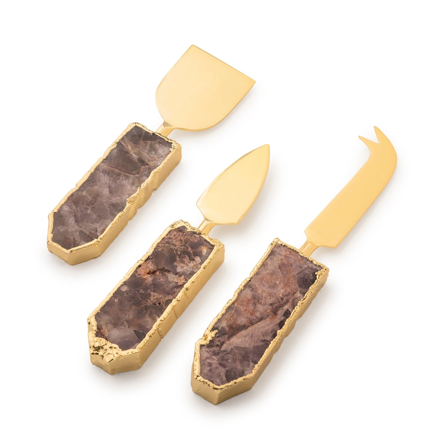 Brittany Amethyst Cheese Knives, Set of 3 by GAURI KOHLI