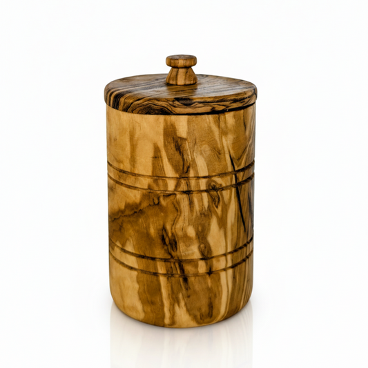 Olive Wood Spice Jar Salt Keeper w/Lid