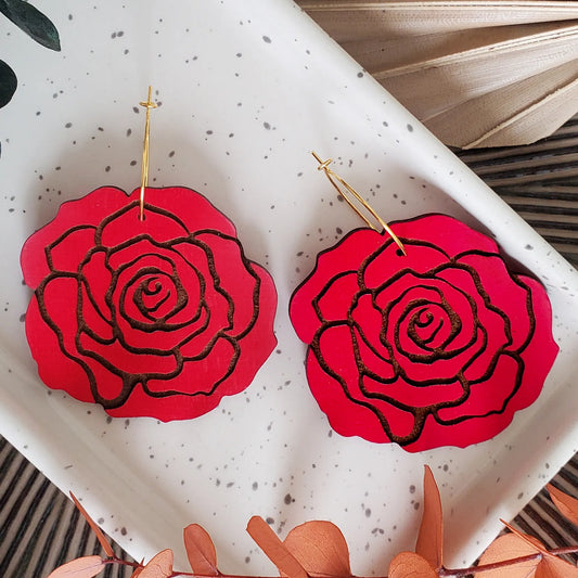 Giant Red Rose Hoops by LE CHIC MIAMI