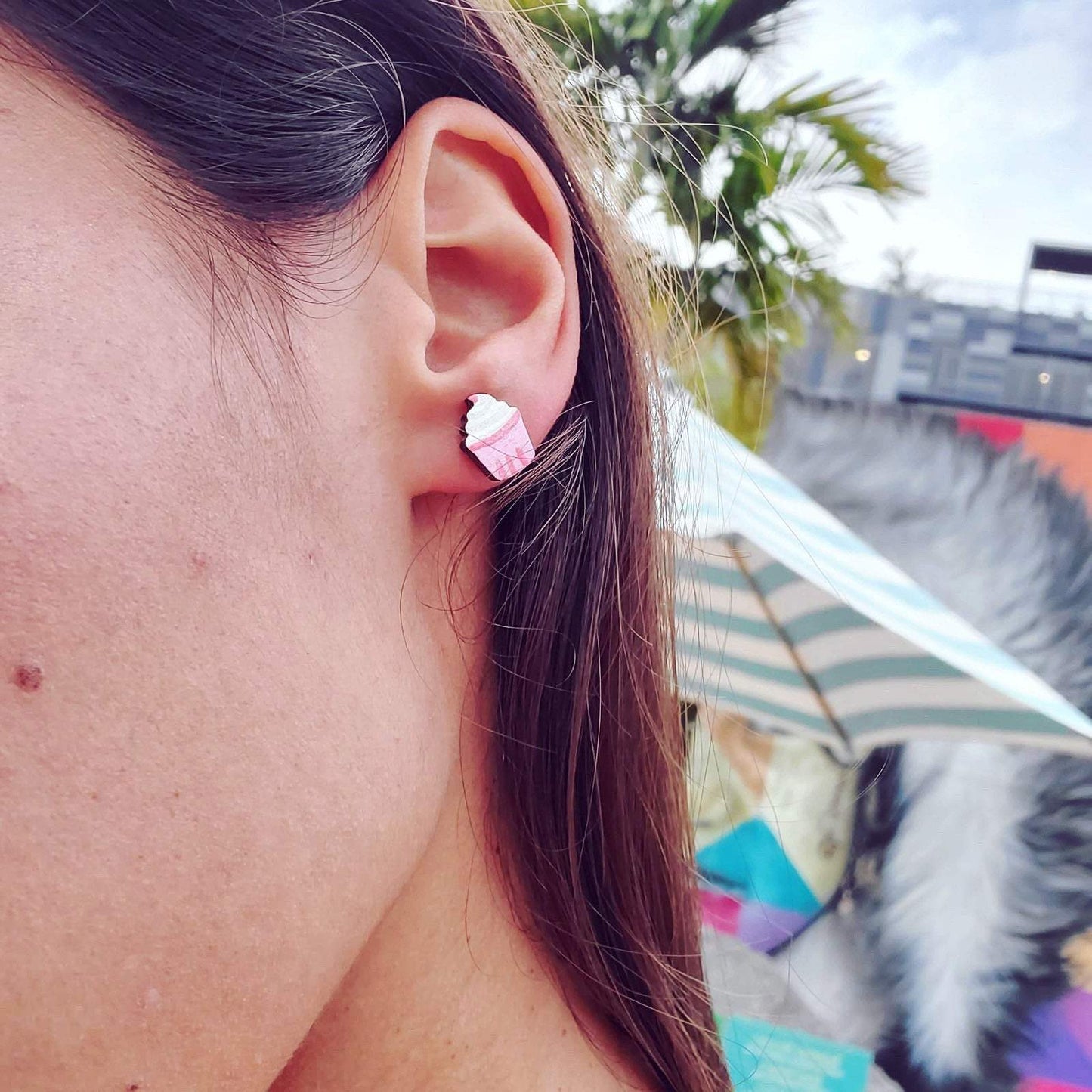 Pink Cupcake Studs by LE CHIC MIAMI