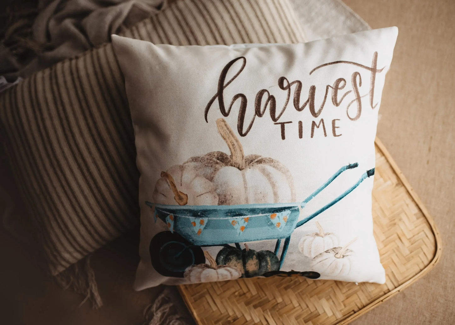 Give Thanks Pumpkin Wagon Throw Pillow