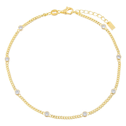 CZ Bezel Cuban Chain Anklet by By Adina Eden