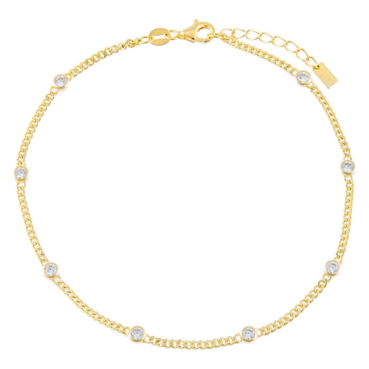 CZ Bezel Cuban Chain Anklet by By Adina Eden