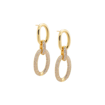 Solid/Pave Open Circle Drop Stud Earring by By Adina Eden