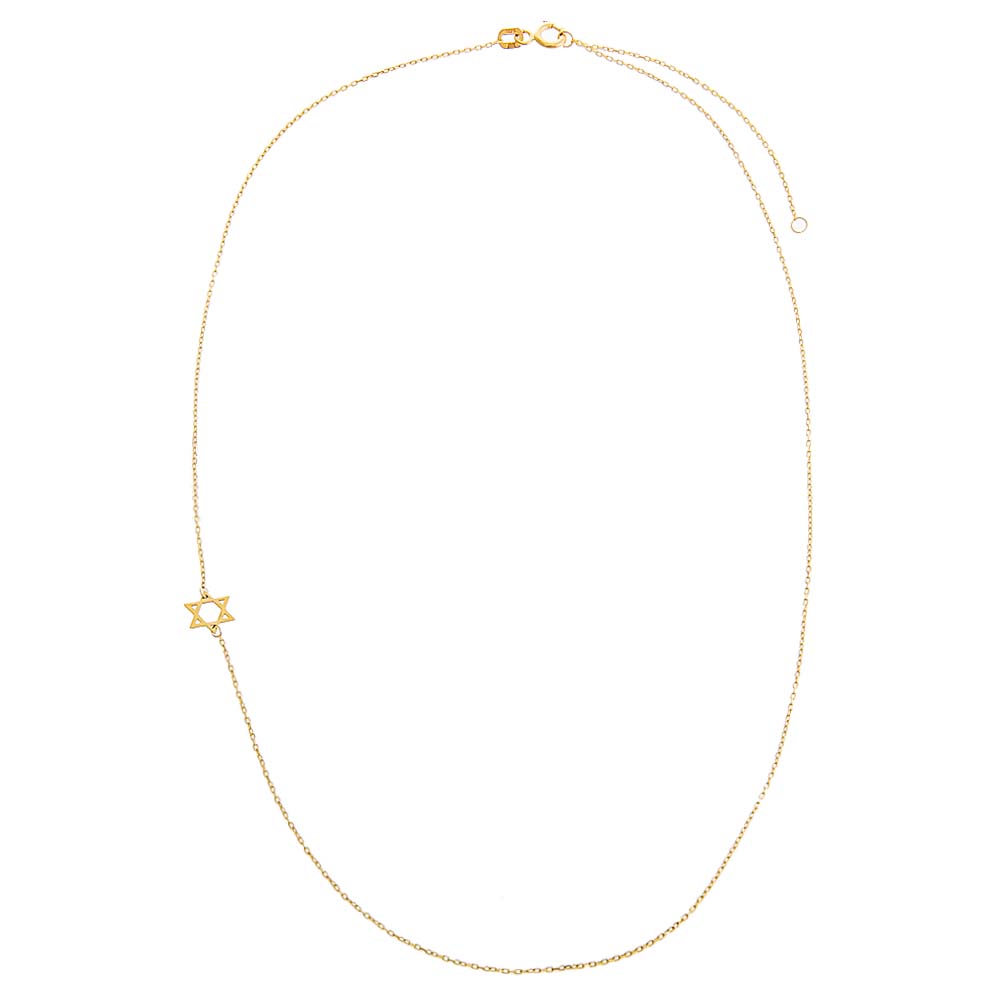 Solid Sideways Star of David Necklace 14K by By Adina Eden