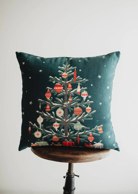 Green Nordic Pine Christmas Tree Throw Pillow