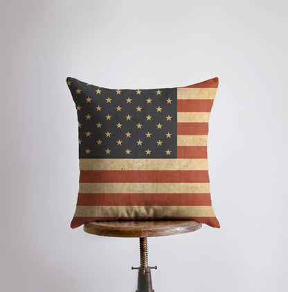 Grunge American Flag Throw Pillow