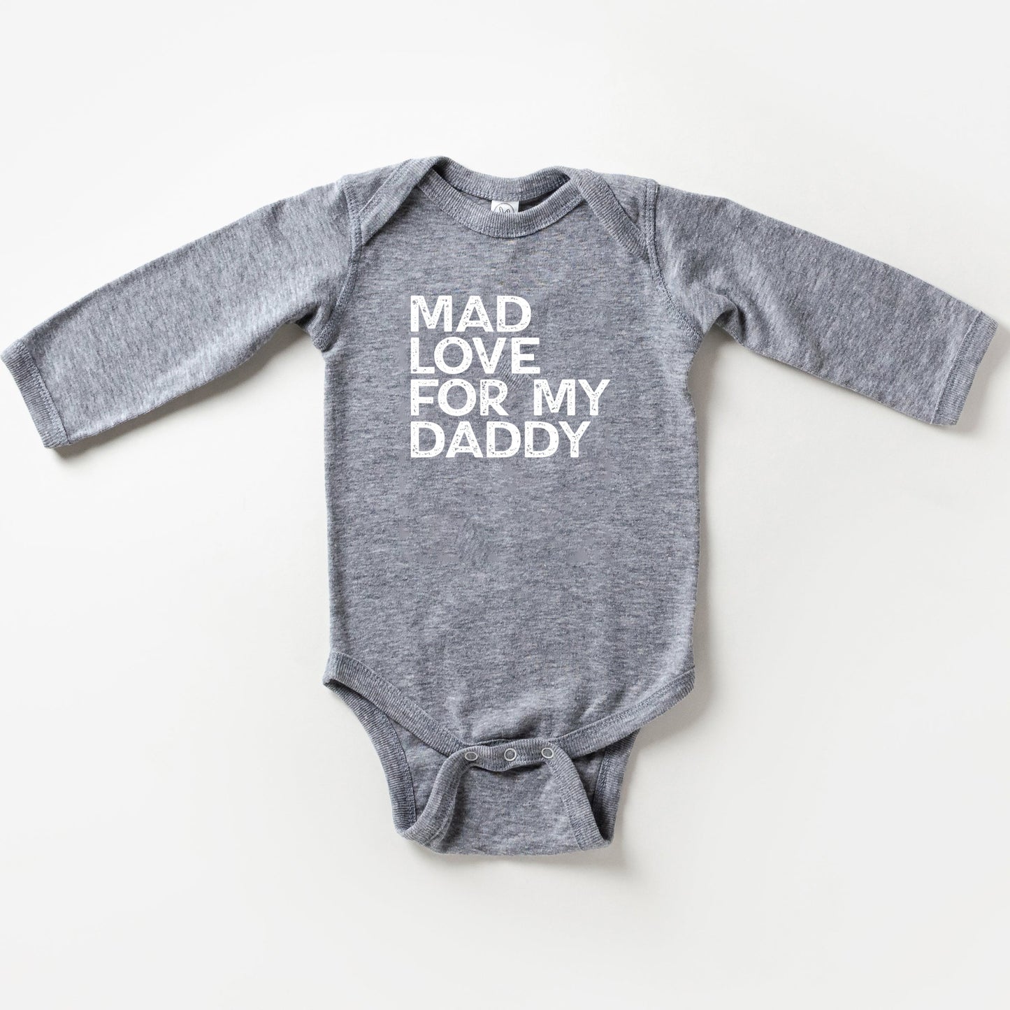 Mad Love For My Daddy Distressed Baby Long Sleeve Onesie