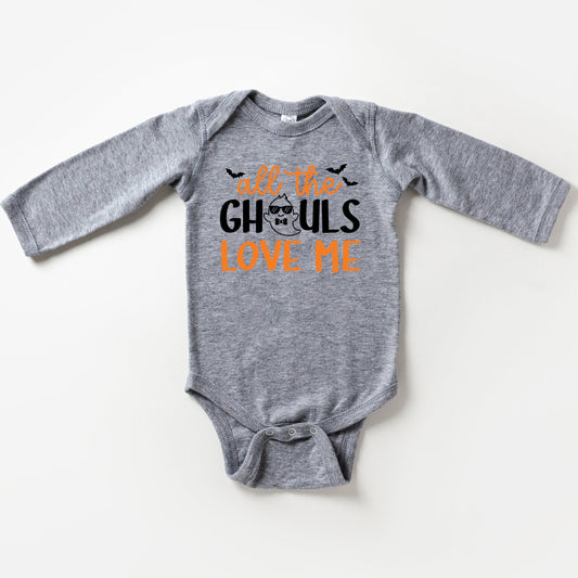 All The Ghouls Love Me Bats | Baby Graphic Long Sleeve Onesie by The Juniper Shop