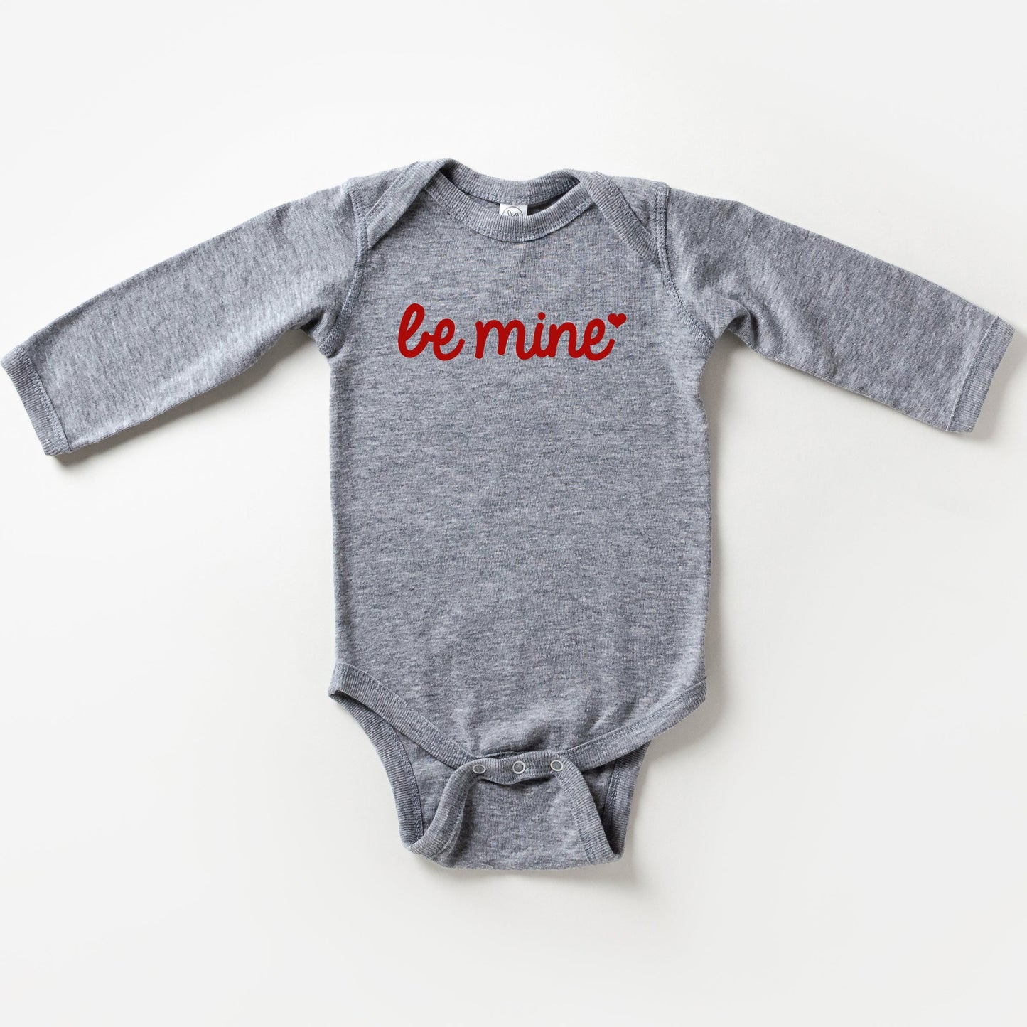 Be Mine Cursive Heart | Baby Long Sleeve Onesie by The Juniper Shop