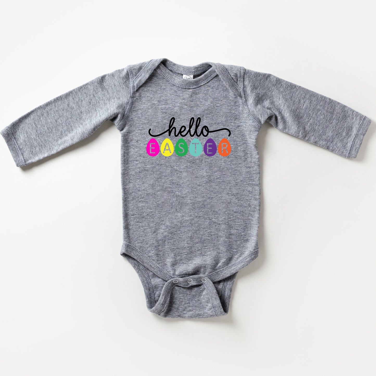 Hello Easter Eggs Baby Long Sleeve Onesie