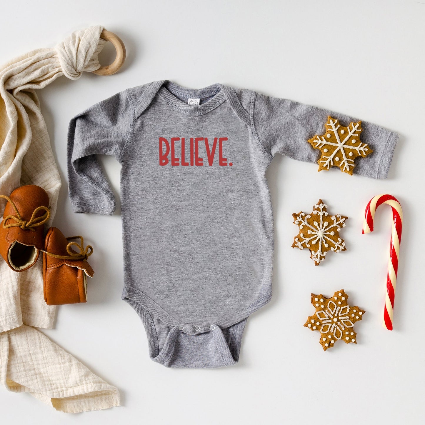 Believe Bold | Baby Graphic Long Sleeve Onesie by The Juniper Shop