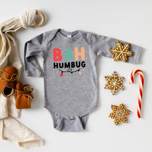 Bah Humbug Lights | Baby Long Sleeve Onesie by The Juniper Shop