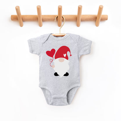 Balloon Heart Gnome | Baby Graphic Short Sleeve Onesie by The Juniper Shop