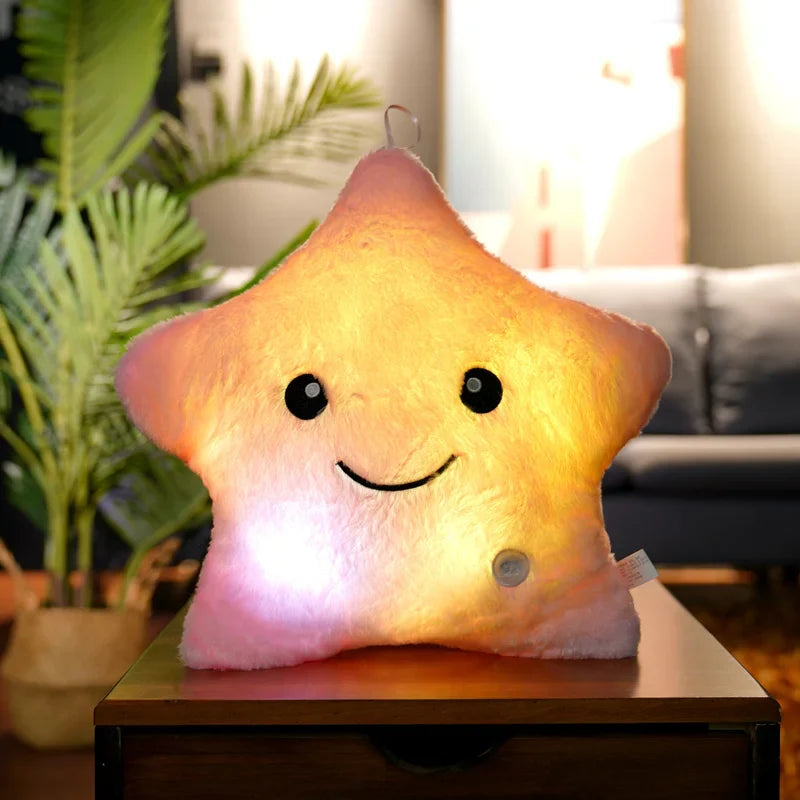Colorful Glowing LED Star Pillow by Plushy Planet