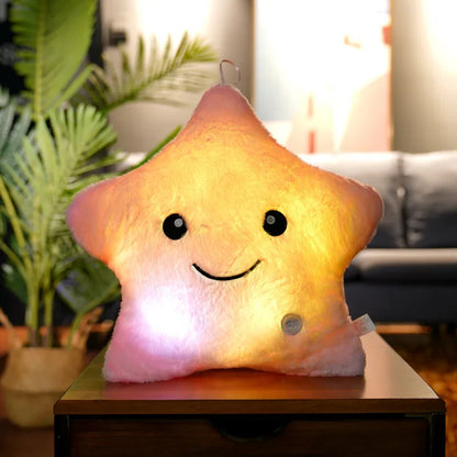 Colorful Glowing LED Star Pillow by Plushy Planet