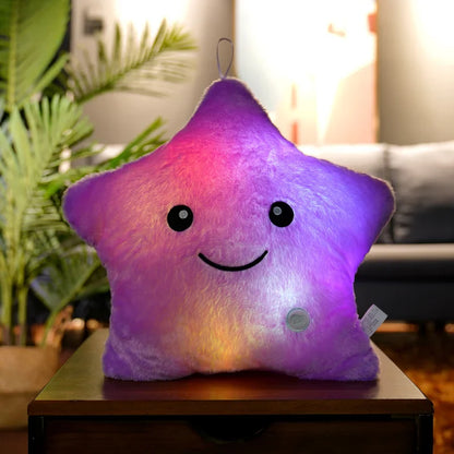 Colorful Glowing LED Star Pillow by Plushy Planet